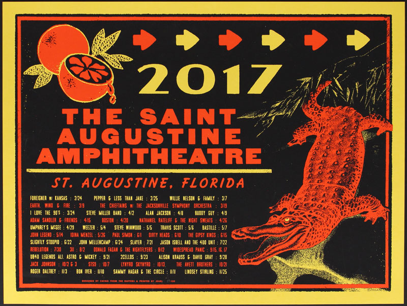 Swing From the Rafters 2017 The Saint Augustine Amphitheatre Foreigner with Kansas Pepper & Less Than Jake Willie Nelson & Family Poster