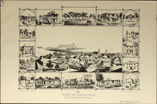 Paul Emmert Honolulu 1854 Historical Illustration Poster