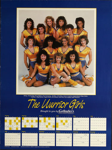 The Warrior Girls - Golden State Warriors Calendar and Basketball 1987 Schedule Poster