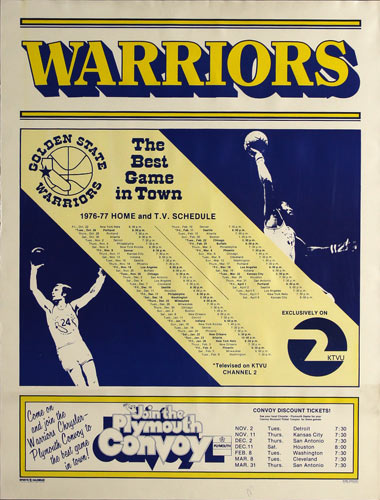 Golden State Warriors 1976-77 Basketball Schedule Poster