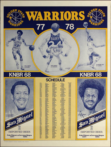 Golden State Warriors 1977-78 Basketball Schedule Poster