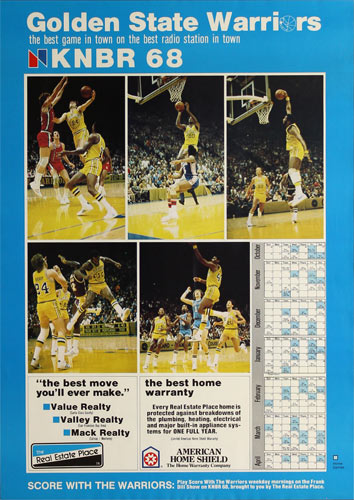 KNBR 68 Radio - Golden State Warriors 1977-78 Basketball Schedule Poster