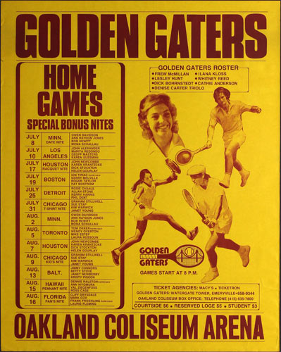 Golden Gaters 1974 Tennis Schedule Poster