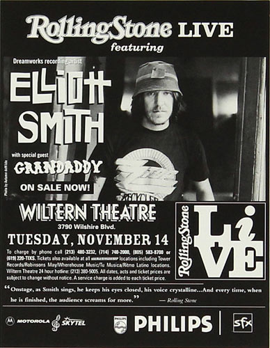 Photo by Autumn deWilde Rolling Stone Live featuring Elliott Smith Handbill