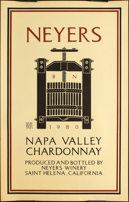 David Lance Goines Neyers Winery Napa Valley Chardonnay 1980 Vintage Poster