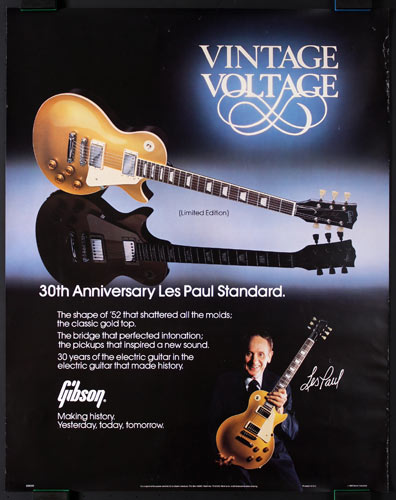 Gibson Vintage Voltage 30th Anniversary Les Paul Standard Guitar Promo Poster