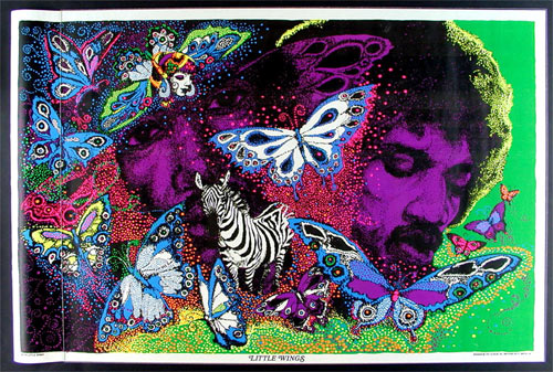 1972 Jimi Hendrix Silkscreen Blacklight  Poster