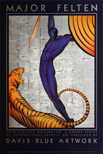 Major Felten Art Deco Warrior and Tiger Poster
