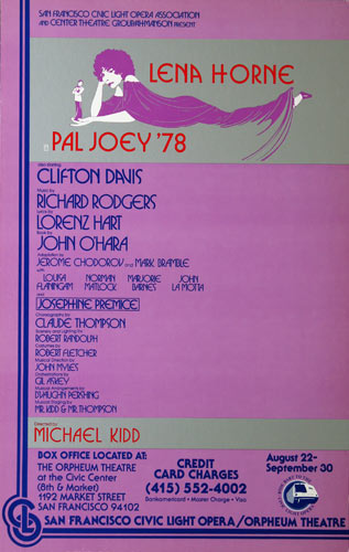 Lena Horne in Pal Joey '78 Theatre Poster