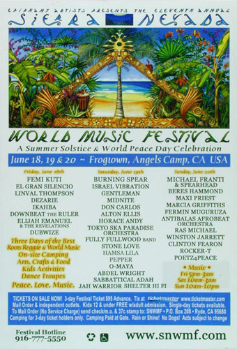 11th Annual Sierra Nevada World Music Festival Poster