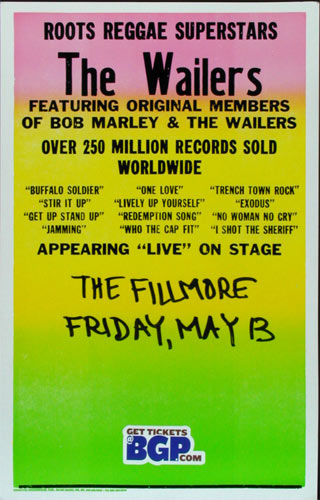 The Wailers Cardboard Fillmore Poster