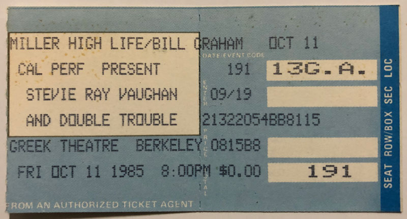 Stevie Ray Vaughan & Double Trouble Ticket