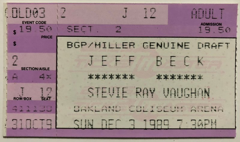 Jeff Beck Steve Ray Vaughan Ticket