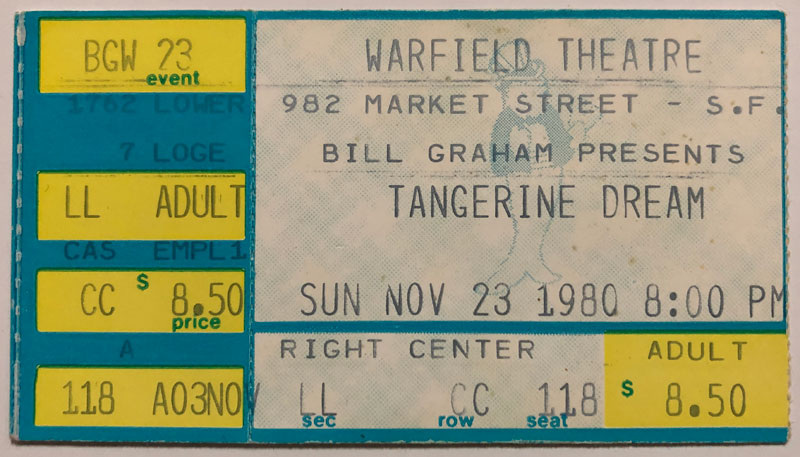 Tangerine Dream Ticket