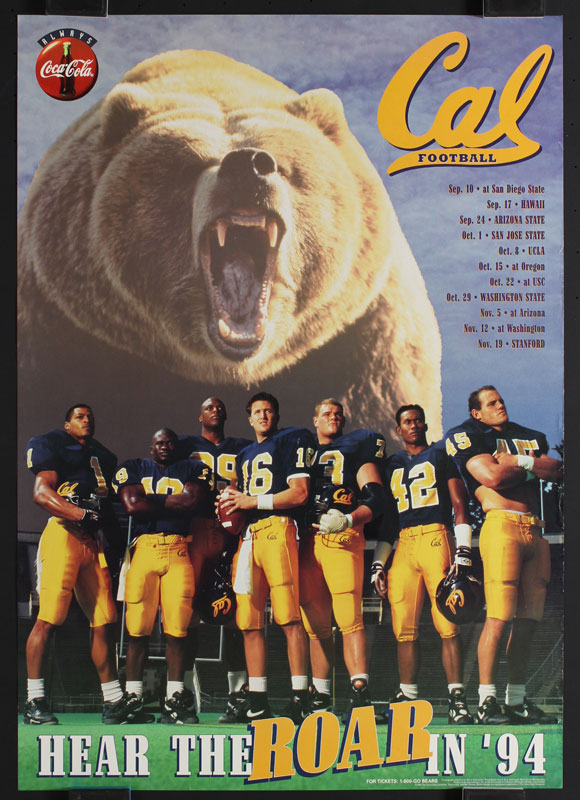 Cal Bears 1994 Football Season Schedule Coca-Cola Poster