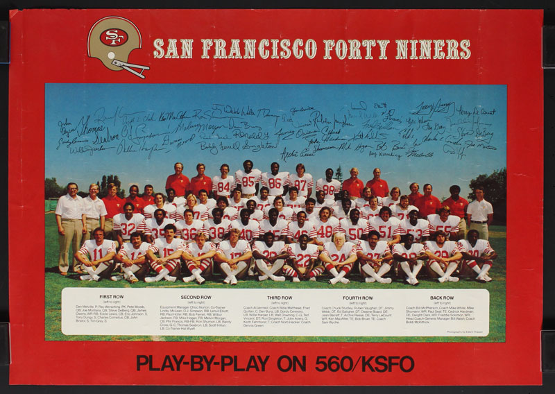 1979 San Francisco 49ers Team Photo O.J. (OJ) Simpson Joe Montana Rookie Poster