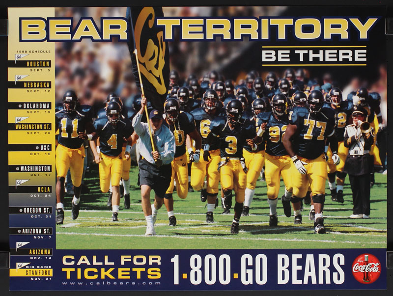 Cal Bears 1998 Football Season Schedule Coca-Cola Poster