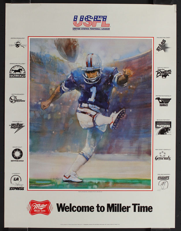 1983 USFL Poster United States Football League by Miller Poster