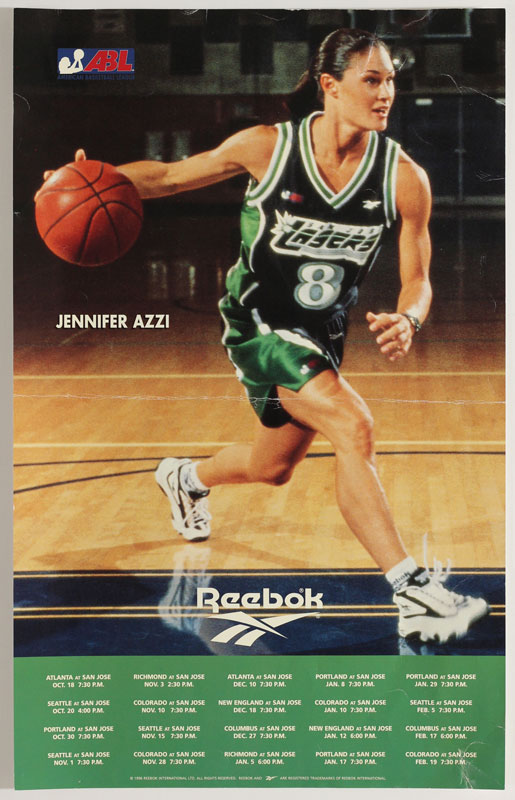 Jennifer Azzi Reebok San Jose Lasers 1996 Season ABL Schedule Basketball Poster