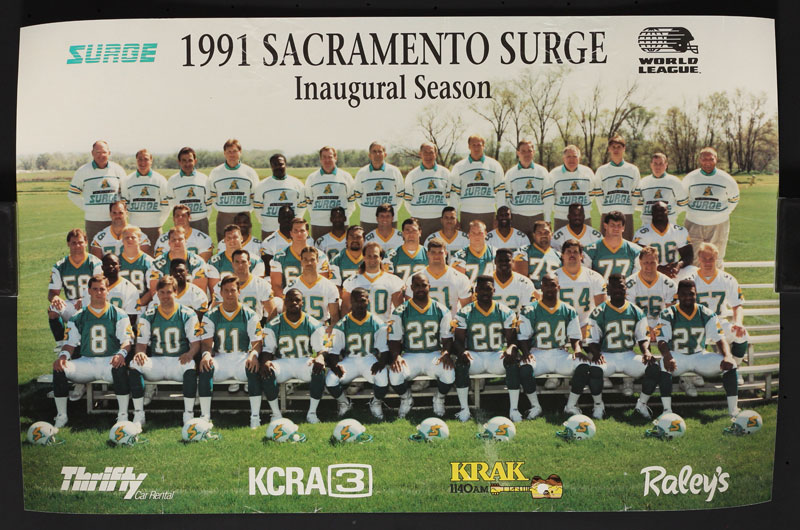 Sacramento Surge World League of American Football 1991 Inaugural Season Team Photo Poster