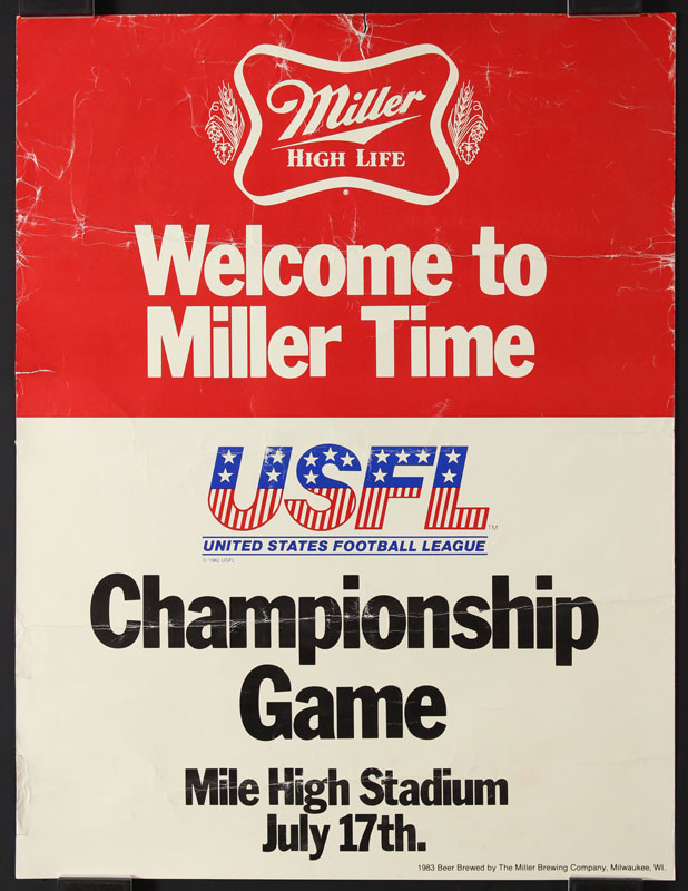 1983 USFL Championship Game Miller High Life Football Poster