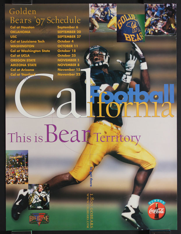 Cal Bears Autographed 1997 Football Season Schedule Coca-Cola Poster