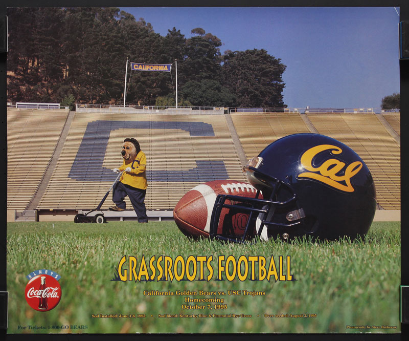 Photography: Steve Hathaway Grassroots Football Cal Bears vs. USC Trojans 1995 Homecoming Game Coca-Cola Poster