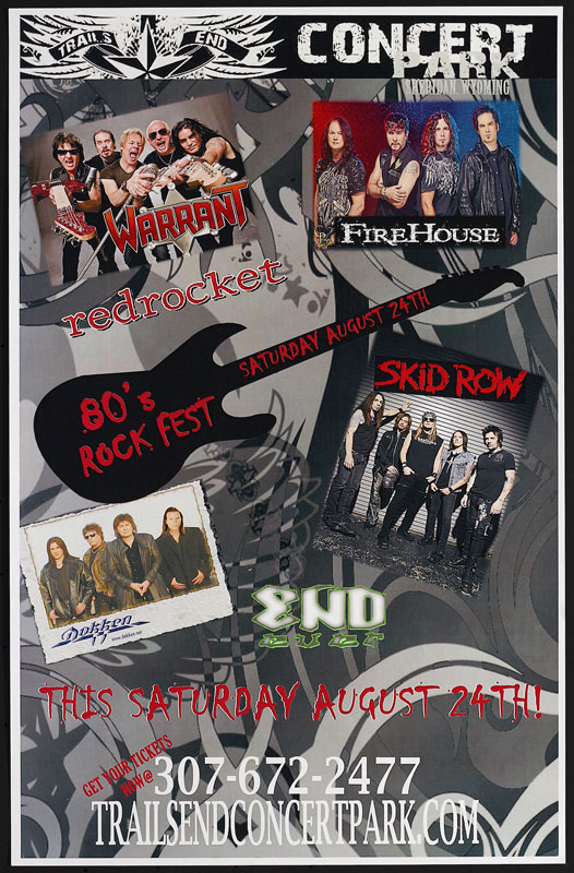 80's Rock Fest - Dokken - Skid Row - Warrant Poster