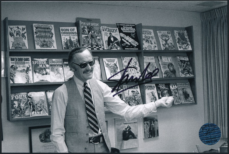 Stan Lee at Marvel Office 1980 Autographed Photo
