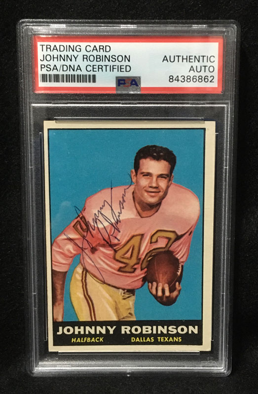 1961 Topps Johnny Robinson #139 PSA/DNA Signed Autographed Football Card