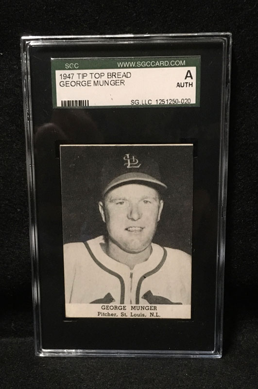 1947 Tip Top Bread Baseball Card George Munger Graded Baseball Card