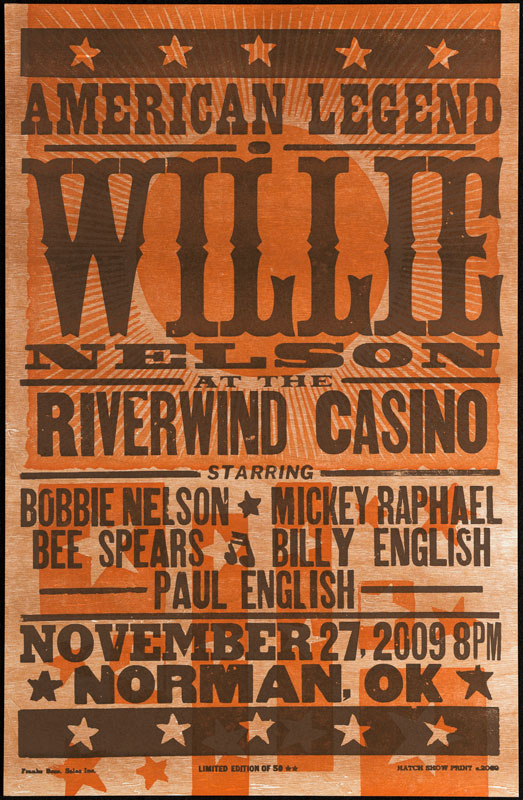 Franks Bros. Sales / Hatch Show Print Willie Nelson Poster