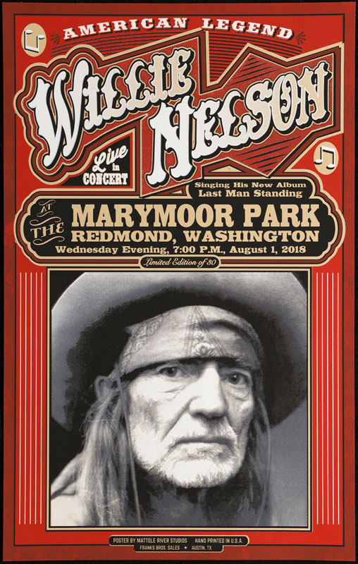 Franks Bros. Sales / Mattole River Studios Willie Nelson - Last Man Standing Album Performance Poster