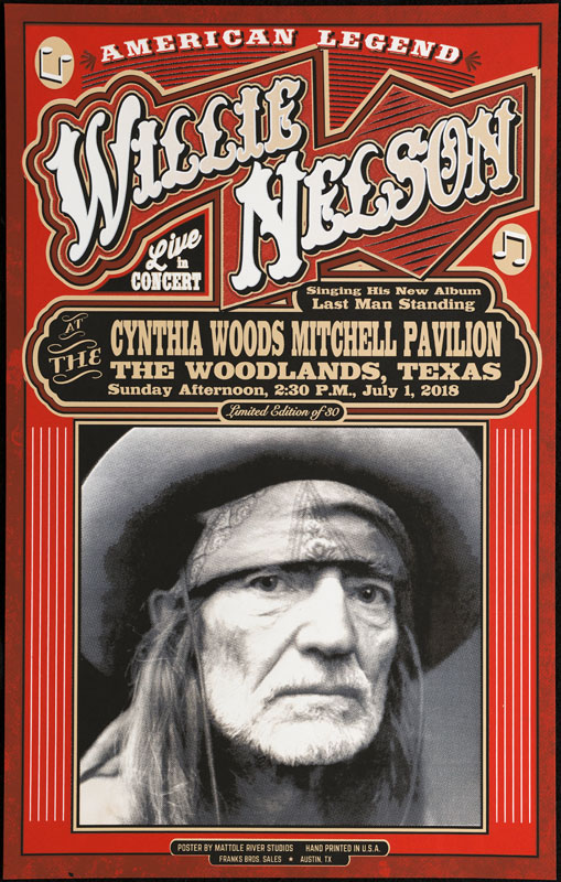 Franks Bros. Sales / Mattole River Studios Willie Nelson - Last Man Standing Album Performance Poster