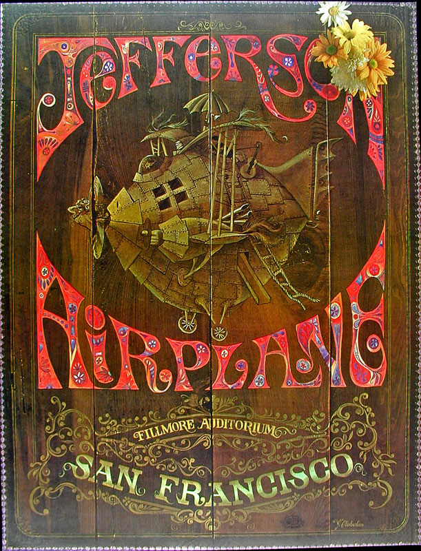 Michelson Sparta Graphics Jefferson Airplane Wood Background Fillmore  Poster