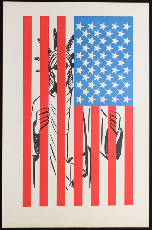 Bastian Statue of Liberty Behind Bars 60's Political Poster