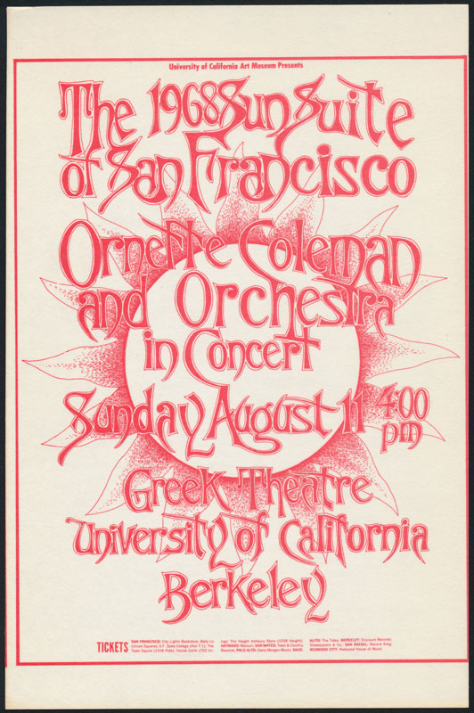 Ornette Coleman Berkeley Handbill