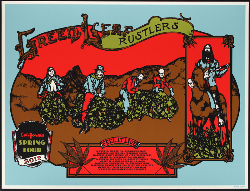 Matt Cliff Green Leaf Rustlers California Spring Tour 2019 Poster