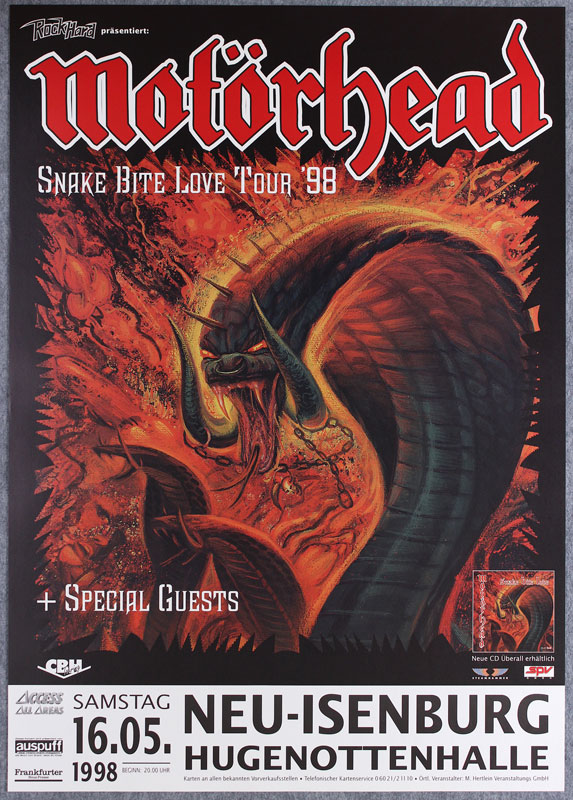 Motorhead 1998 Snake Bite Love Album Release German Poster