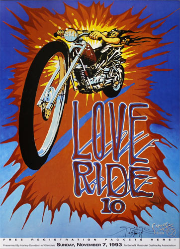 Stanley Mouse Harley-Davidson Love Ride 10 1993 Poster - signed