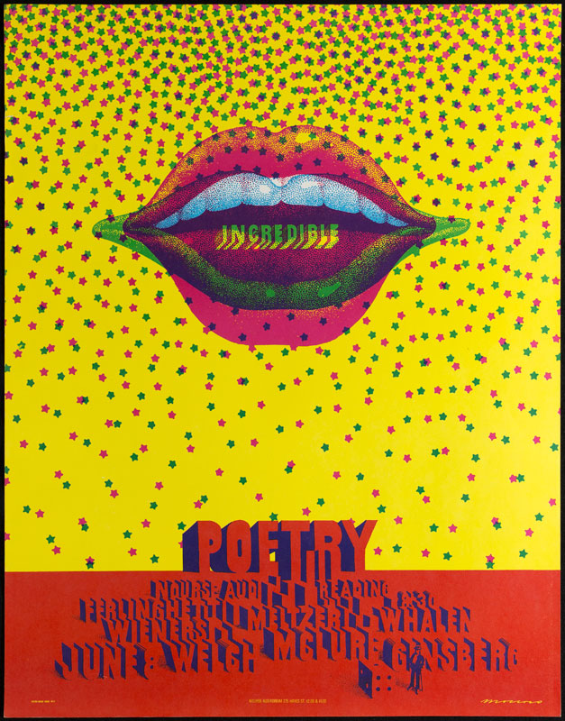 Victor Moscoso NR # 24-1 Poetry Reading Neon Rose NR24 (B-5) Poster