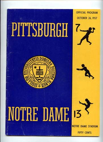 1957 Notre Dame vs Pittsburgh College Football Program