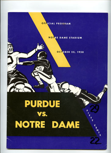 1958 Notre Dame vs Purdue College Football Program