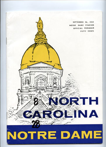 1959 Notre Dame vs North Carolina College Football Program