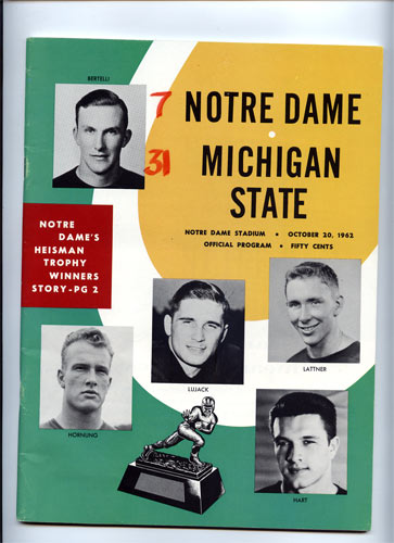 1962 Notre Dame vs Michigan State College Football Program