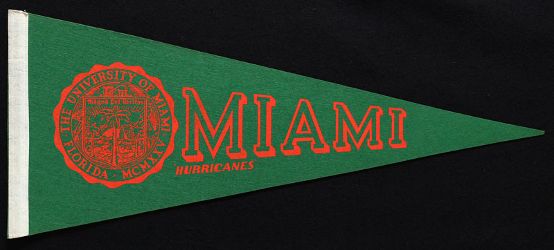 University of Miami Hurricanes Pennant