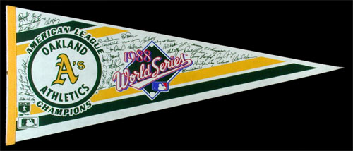 Oakland A's 1988 World Series Signature Baseball Pennant