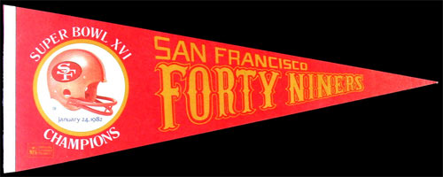 San Francisco 49ers Super Bowl XVI Champions Pennant