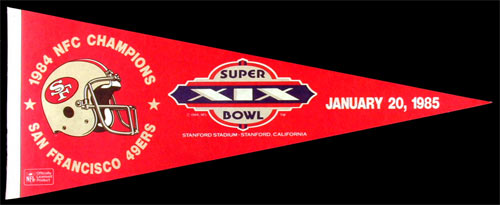 San Francisco 49ers Super Bowl XIX 1985 Pennant