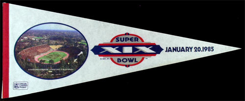 Super Bowl XIX 1985 San Francisco 49ers vs Miami Dolphins at Stanford University Football Pennant